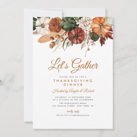 oogst thanksgiving diner kaart (Voorkant)