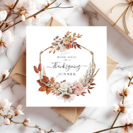 Oogst Thanksgiving-diner met herfstbladeren Kaart