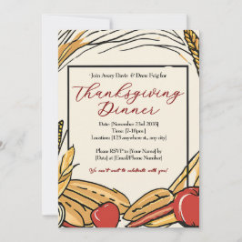 Oogst Thanksgiving-diner met maïs, appels en tarwe Kaart