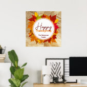 Oogst Thanksgiving Familie Herfstbladeren Poster (Thuiskantoor)