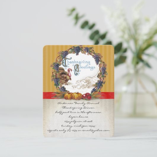 oogst Thanksgiving Invitaties in het binnenste Kaart (Staand voorkant)