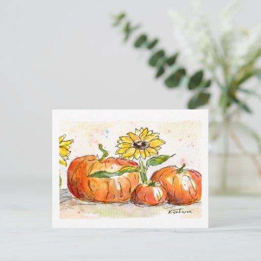 Oogst Time Waterverf Briefkaart (Staand voorkant)