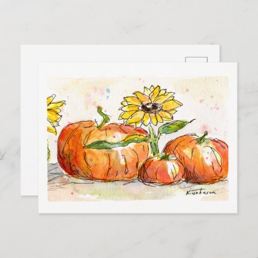 Oogst Time Waterverf Briefkaart (Voorkant / Achterkant)