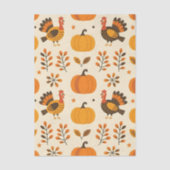 Oogst Turkije en Pompoen Folk Art Thanksgiving Tissuepapier (Voorkant)