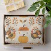 Oogst Turkije en Pompoen Folk Art Thanksgiving Tissuepapier (Geschenk)