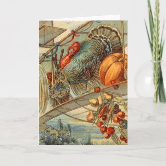 Oogst Turkije en tweedekker Feestdagen Kaart (Voorkant)