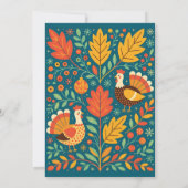Oogst Turkije Folk Art Autumn Leaves Thanksgiving Kaart (Achterkant)