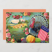 Oogst van de kalkoen van de nationale dankdag Roos Feestdagenkaart (Voorkant / Achterkant)