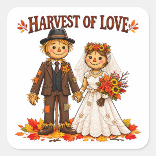 Oogst van de Liefde Vogelverschrikker Huwelijk Vierkante Sticker
