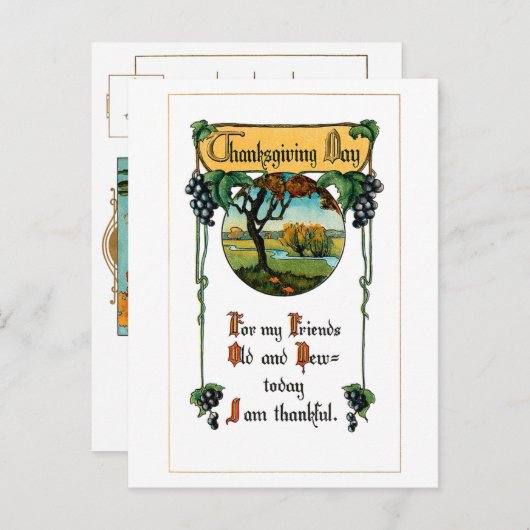 Oogst van druiven en Thanksgiving Feestdagenkaart (Voorkant / Achterkant)