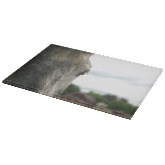 Oogst van een appelgrijs paard snijplank (Hoek)