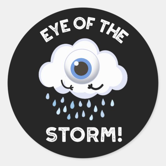 Oogst van het Storm Funny Weather Pun Dark BG Ronde Sticker (Voorkant)
