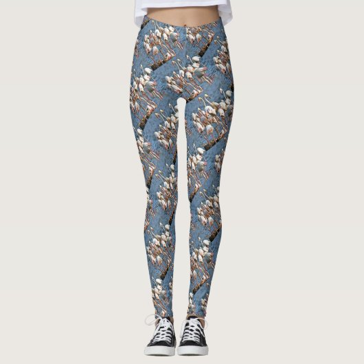 Oogst van kunstroze vlammen leggings (Voorkant)
