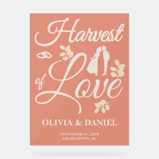 Oogst van liefde | Boho Fall Wedding Welkom Acryl Bord (Voorkant)