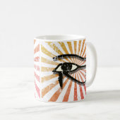 Oogst van paardenpest, Egyptisch symbool Retro Sun Koffiemok (Voorkant rechts)