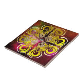 Oogst van Paars-Tegels met Cosmos Yellow Retro Tegeltje (Zijkant)