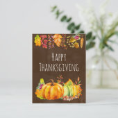 Oogst van pompoenen en najaar van lederen feestdagenkaart (Staand voorkant)