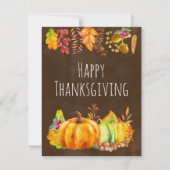 Oogst van pompoenen en najaar van lederen feestdagenkaart (Voorkant)
