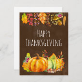 Oogst van pompoenen en najaar van lederen feestdagenkaart (Voorkant / Achterkant)