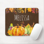 Oogst van pompoenen en najaar van lederen muismat (Met muis)