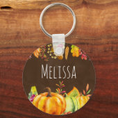 Oogst van pompoenen en najaar van lederen sleutelhanger (Voorkant)
