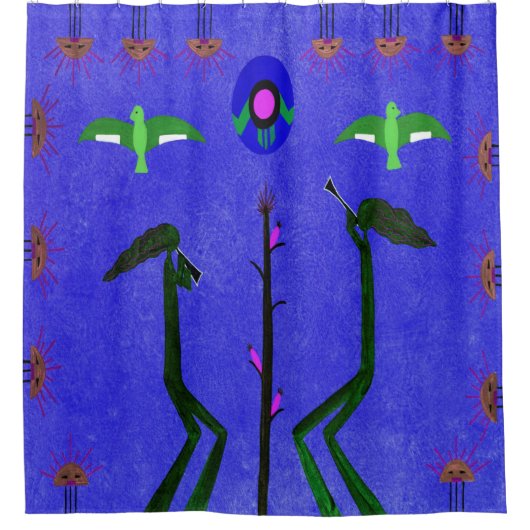 Oogst van Song Blue Shower Douchegordijn (Voorkant)