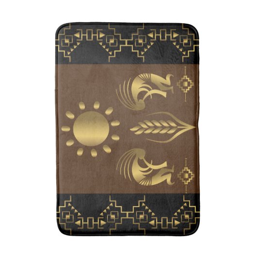 Oogst vruchtbaarheid Golden Kokopelli Badmat (Voorkant Verticaal)