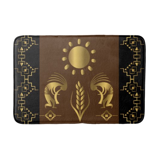 Oogst Vruchtbaarheid Gouden Kokopelli Badmat (Voorkant)