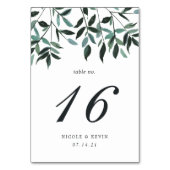 Oogst Waterverf Foliage Table Number Kaart (Voorkant)