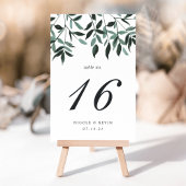 Oogst Waterverf Foliage Table Number Kaart
