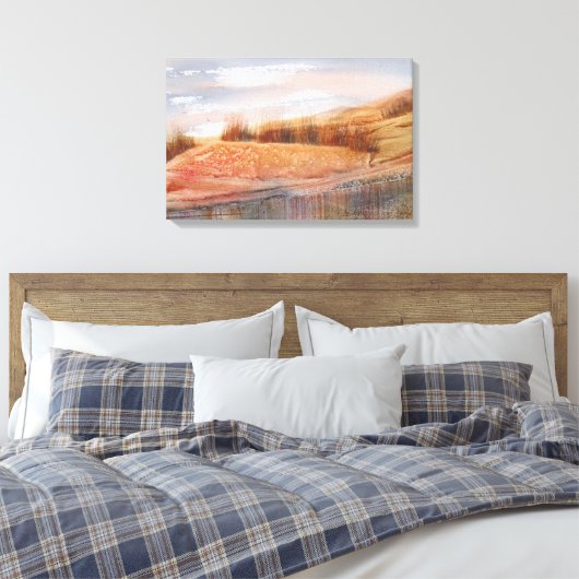 Oogst Waterverf Landscape Canvas Afdruk (Insitu (Slaapkamer))