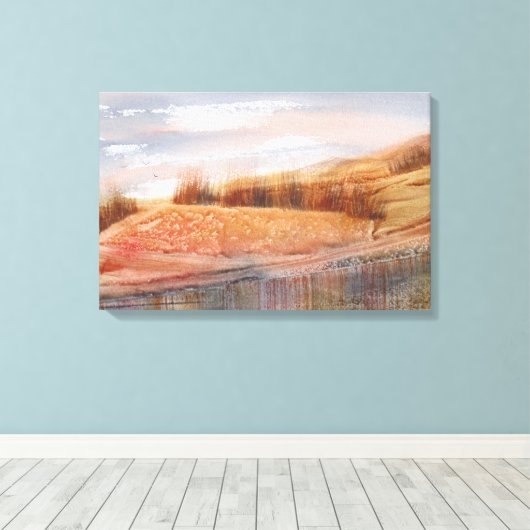 Oogst Waterverf Landscape Canvas Afdruk (Insitu (Houten vloer))