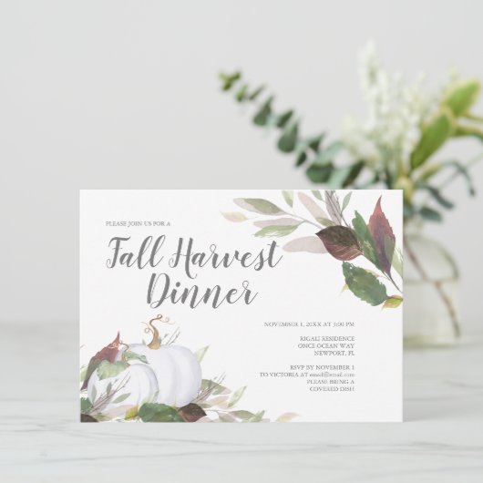 Oogst Witte Pompoen Vriendendag Uitnodiging (Staand voorkant)