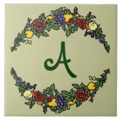 Oogst Wreath Monogram Tegel Tegeltje (Voorkant)