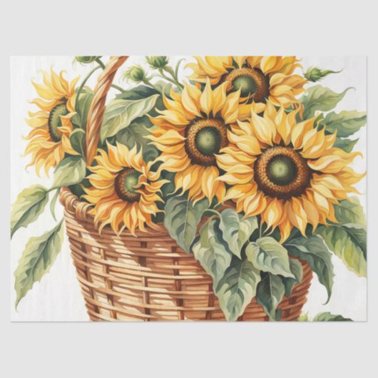 Oogst Zonnebloem mand Tissuepapier (Voorkant)