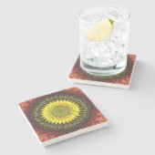 Oogst Zonnebloem Stone Onderzetter (Zijkant)