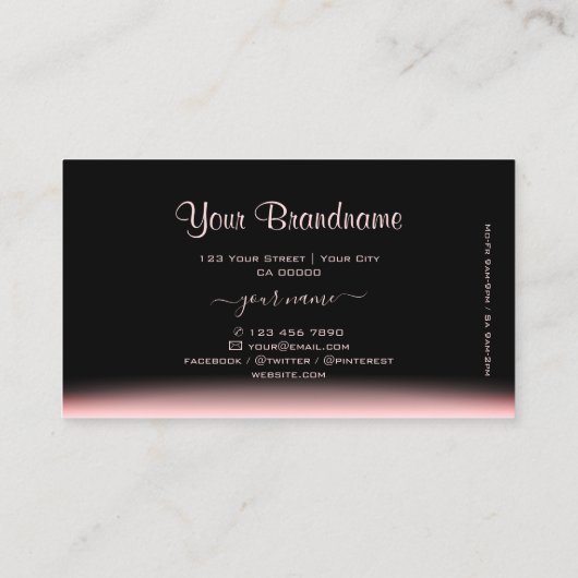 Oogstbare zwarte en lichte roze gradiënt met Logo Visitekaartje (Achterkant)