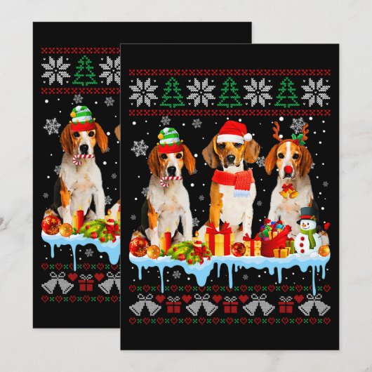 Oogstbeagle Dog Santa Xmas Dog Costume 7 Kaart (Voorkant / Achterkant)