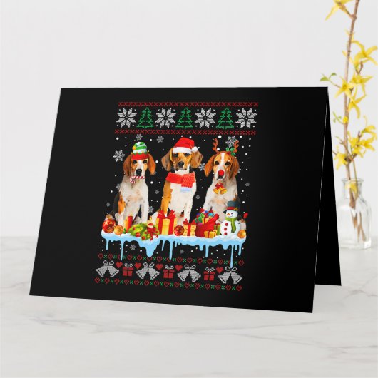 Oogstbeagle Dog Santa Xmas Dog Costume 7 Kaart (Gele Bloem)