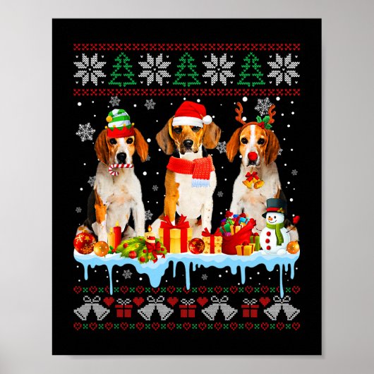 Oogstbeagle Dog Santa Xmas Dog Costume 7 Poster (Voorkant)