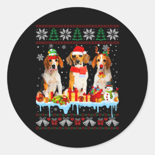 Oogstbeagle Dog Santa Xmas Dog Costume 7 Ronde Sticker