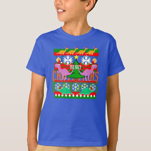 Oogstbeker kerstfeestPattern Dinosaurs T-shirt (Voorkant)