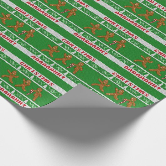 Oogstbeker met kerst Scared Gingerbreadmen Green Cadeaupapier (Hoek)