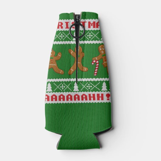 Oogstbeker met kerst Scared Gingerbreadmen Green Flesjeskoeler (Achterkant)