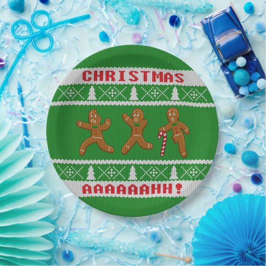 Oogstbeker met kerst Scared Gingerbreadmen Green Papieren Bordje (Feest)