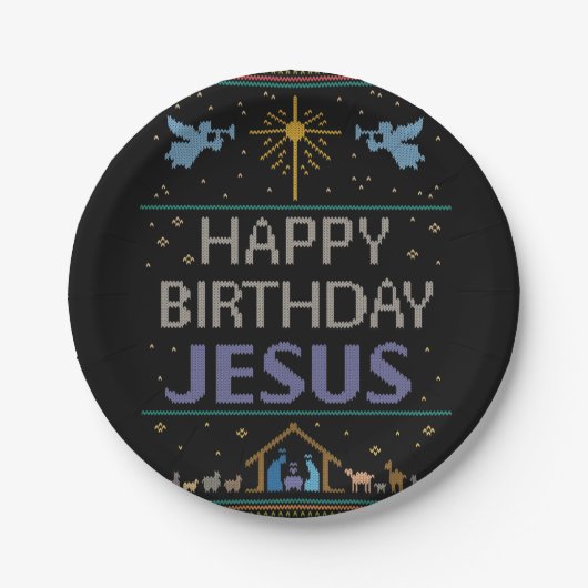 Oogstbeker met Kerstmis - Happy Birthday Jesus Papieren Bordje (Voorkant)