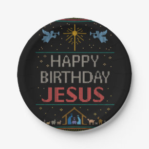Oogstbeker met Kerstmis - Happy Birthday Jesus Papieren Bordje