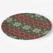 Oogstbeker Scandinavian Knit Red Green Papieren Bordje (Gekanteld)