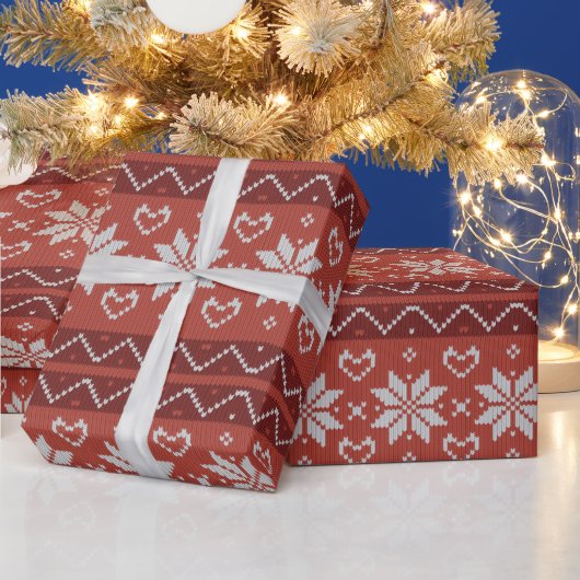 Oogstbeker Scandinavian Knit Red Heart Cadeaupapier (Feestdagen)