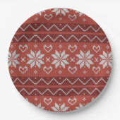 Oogstbeker Scandinavian Knit Red Heart Papieren Bordje (Voorkant)